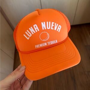 Orange Trucker Hat with White Logo